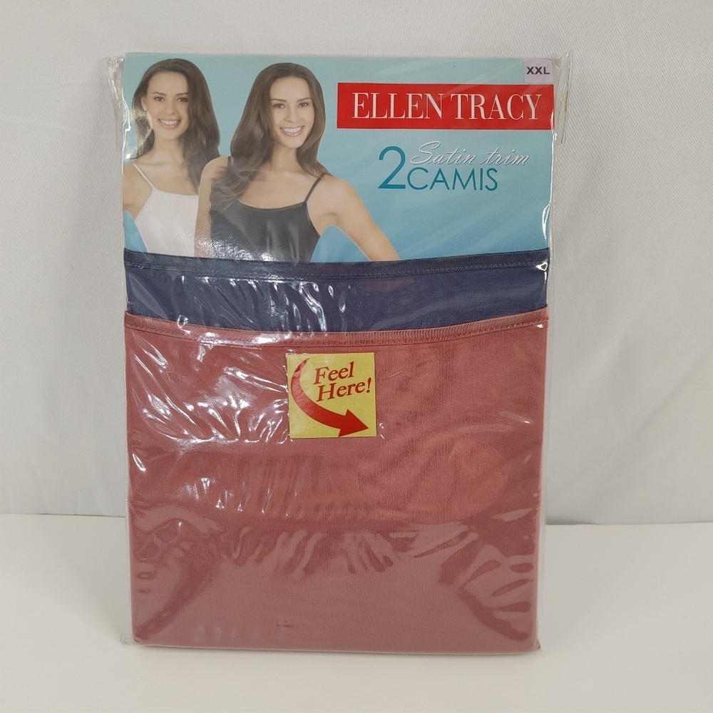 Ellen Tracy Satin Trim Camisole 2 Pack XXL Stretch Layering Tank NWT